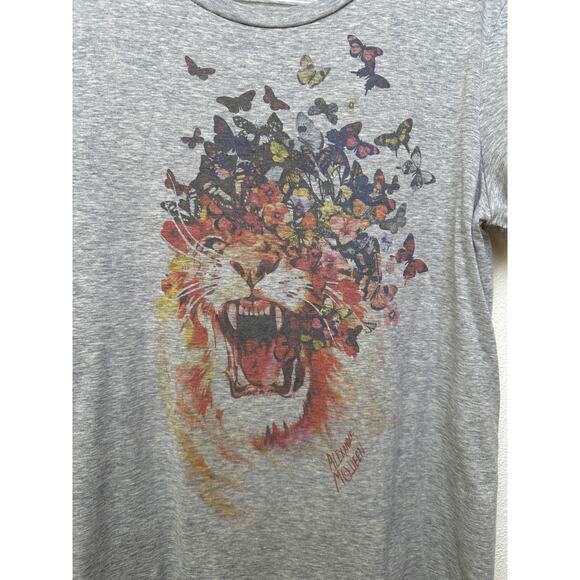 Alexander McQueen Lion Butterfly Graphic T-Shirt Gray IT 44 (US 8) - Picture 3 of 12